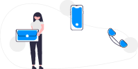 Ilustración de un teléfono y un mensaje de texto
